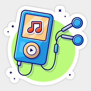 Ipod Audio Music Player with Earphone Cartoon Vector Icon Illustration (2) Sticker